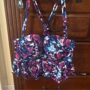Torrid Multicolor Geometric Swim Top